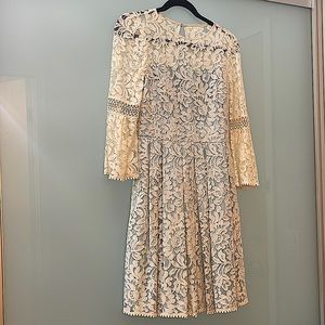 Cocktail dress lace over baby blue lining